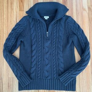 L.L. Bean Navy Cable Knit Fisherman Sweater